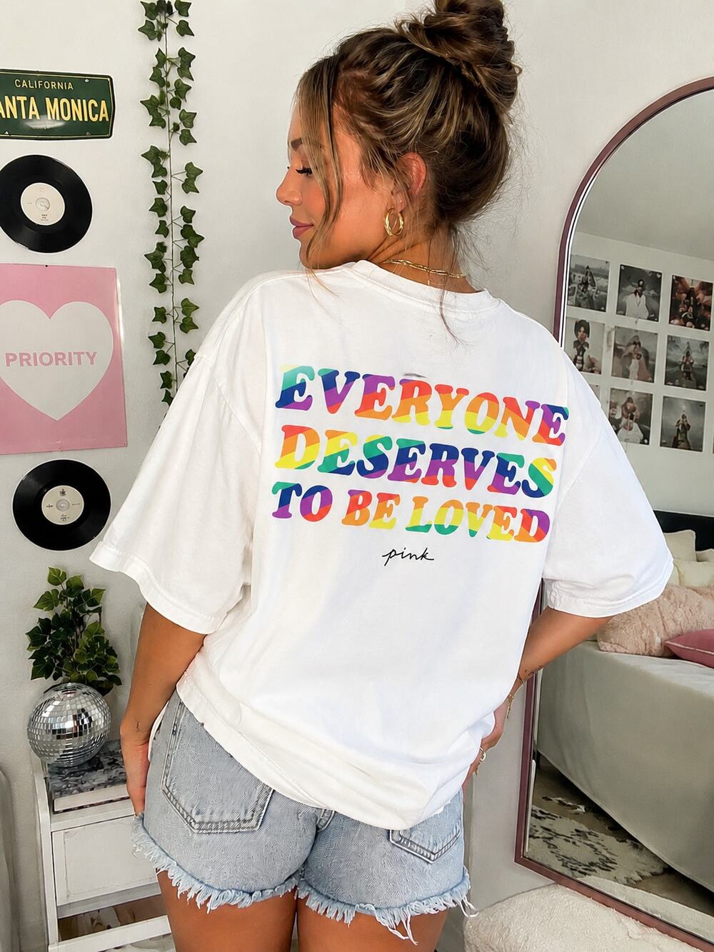 PINK Victoria’s Secret Oversized Pride Rainbow Tee XS